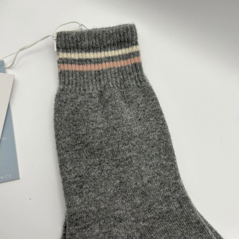 Johnny Was‎ Calme Cashmere Two Tone Socks Gray Striped Cuff Womens M/L New